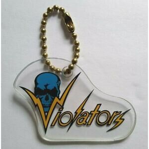 Rollergames Violators Pinball Keychain Roller Derby Sports Team Skull Vintage